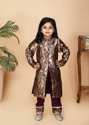 Wine brocade achkan wine paint 1