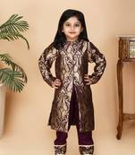 Wine brocade achkan wine paint