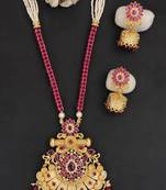 Ruby  big flower design antique pendant set