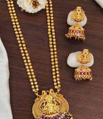 Ruby  god laxmi designer temple kemp long pendant set