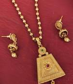 Ruby green rajwadi polish long antique pendants set