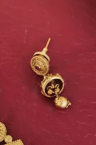Ruby green rajwadi polish long antique pendants set