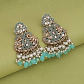 Sky blue color kundan earrings 1