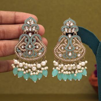 Sky blue color kundan earrings 2
