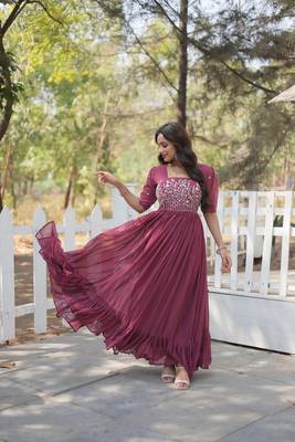 Onion Pink Premium Designer  Readymade Designer Gown Collections  5