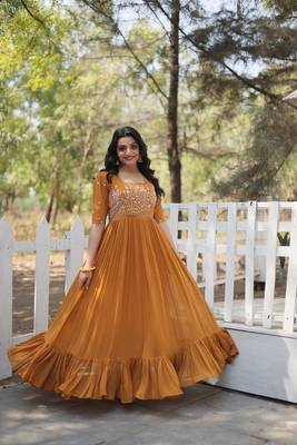 Yellow Premium Designer  Readymade Designer Gown Collections  1