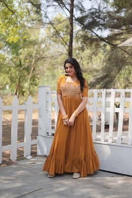 Yellow Premium Designer  Readymade Designer Gown Collections  4