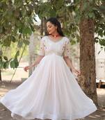 WHITE COLORPREMIUM DESIGNER ETHNIC  READYMADE GOWN COLLECTIONS