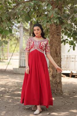 RED COLOR PREMIUM DESIGNER ETHNIC READYMADE GOWN COLLECTIONS 1