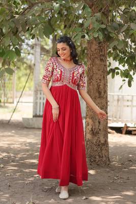 RED COLOR PREMIUM DESIGNER ETHNIC READYMADE GOWN COLLECTIONS 3