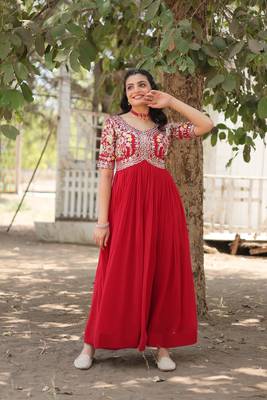 RED COLOR PREMIUM DESIGNER ETHNIC READYMADE GOWN COLLECTIONS 4