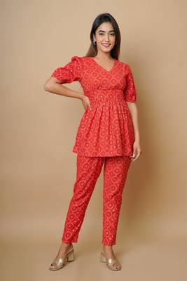 RED BANDHANI CO-ORD SET 1