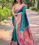 Green Original Maharashtrian Meenakari Paithani Silk Zari Woven Saree