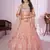 delightful peach pink sequins thread badla zari embroidered soft net fabric indian designer wedding lehenga dress