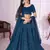 Blue Sequins And Thread Embroidered Georgette Lehenga Choli For Wedding