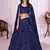 Navy Blue Georgette Sequin and Thread Embroidered Lehenga