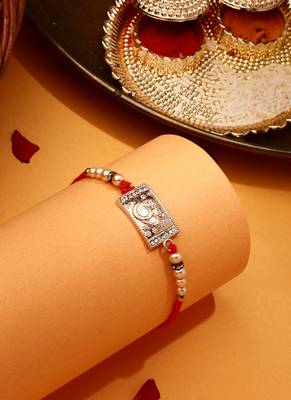 Silver Plated Om Thread Rakhi 2