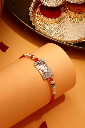 Silver Plated Om Thread Rakhi