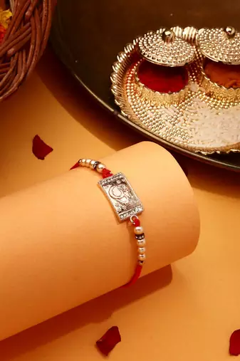 Silver Plated Om Thread Rakhi