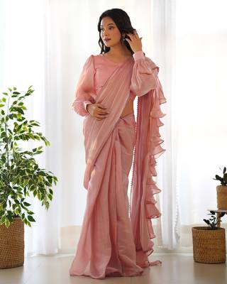 ready to wear onion pink party wear ready-to-wear saree for women 5