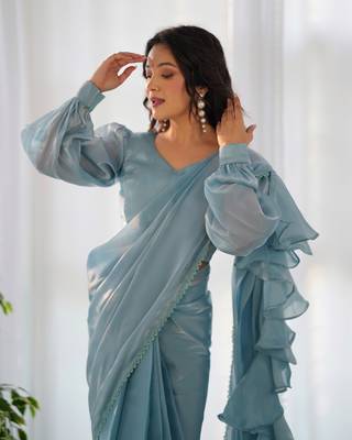 jimmy choo fabric prewrapped pre-stitched saree with full stitched blouse 2