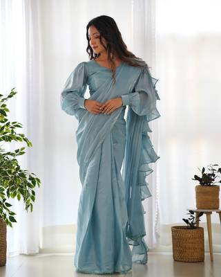 jimmy choo fabric prewrapped pre-stitched saree with full stitched blouse 4