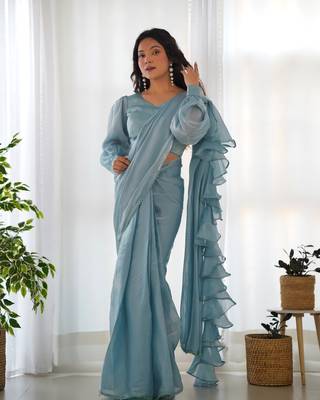jimmy choo fabric prewrapped pre-stitched saree with full stitched blouse 6