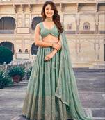 Women Embellished Flared Lehenga & Choli with Dupatta
