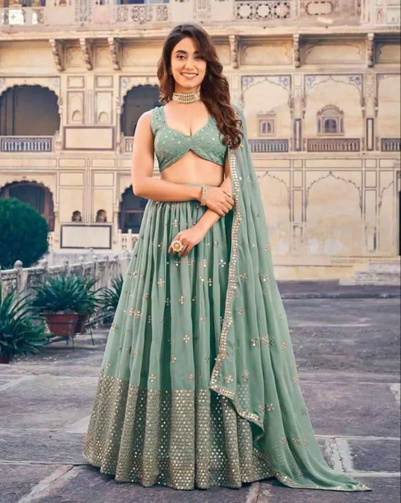 Women Embellished Flared Lehenga Choli with Dupatta Anara