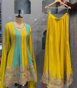 Yellow haldi wear sharara dress for women