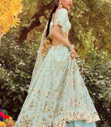 SKY GREEN SILK PARTY WEAR LEHENGA CHOLI