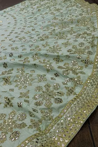SKY GREEN SILK PARTY WEAR LEHENGA CHOLI