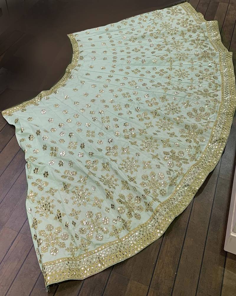 SKY GREEN SILK PARTY WEAR LEHENGA CHOLI