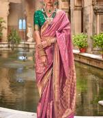 Jacquard Work Banarasi silk blend Saree In Pink With Unstiched Blouse