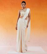 Ivory Embroidered Saree Set