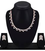 Rose gold plated crystal stone necklace jewellery set for women
