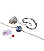 modern evil eye/jhumki handcrafted bracelets for bhaiya-bhabhi, couple (adjustable).