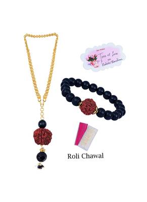 Handmade rakhi, brother combo couple pair rudraksha rakhi bracelet set for bhaiya 1