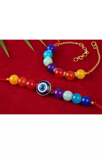 7 chakra evil eye energetic healing money magnet rakhi bracelet for spiritual connection and protection
