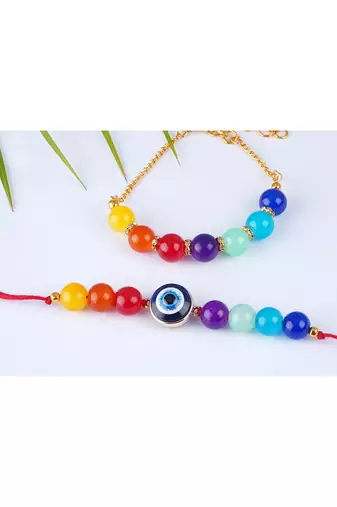 7 chakra evil eye energetic healing money magnet rakhi bracelet for spiritual connection and protection