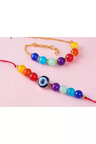 7 chakra evil eye energetic healing money magnet rakhi bracelet for spiritual connection and protection