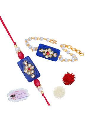 Handmade rakhi for brother combo couple pair rakhi set for bhaiya pearl beads chain rakhi bracelet 1