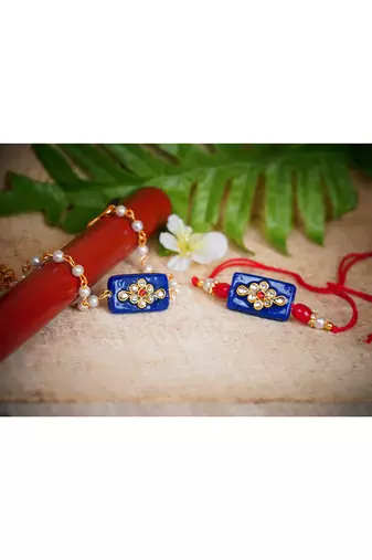 Handmade rakhi for brother combo couple pair rakhi set for bhaiya pearl beads chain rakhi bracelet