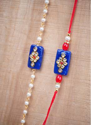 Handmade rakhi for brother combo couple pair rakhi set for bhaiya pearl beads chain rakhi bracelet 3
