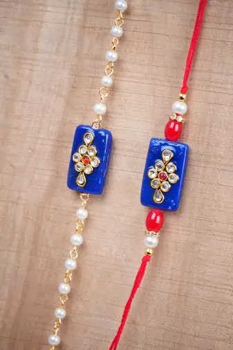 Handmade rakhi for brother combo couple pair rakhi set for bhaiya pearl beads chain rakhi bracelet