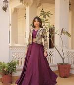 Wine Blue Color Premium Designer Readymade Lehenga Choli With Koti Collections