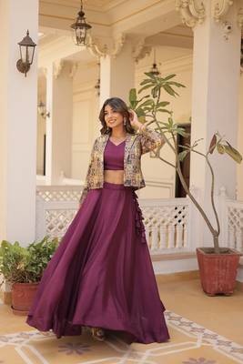 Wine Blue Color Premium Designer Readymade Lehenga Choli With Koti Collections 4