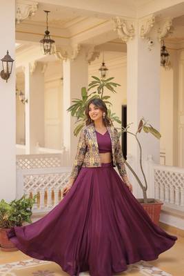 Wine Blue Color Premium Designer Readymade Lehenga Choli With Koti Collections 5