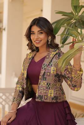 Wine Blue Color Premium Designer Readymade Lehenga Choli With Koti Collections 6