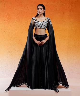 Black Embelllished & Embroidered Lehenga Set 1